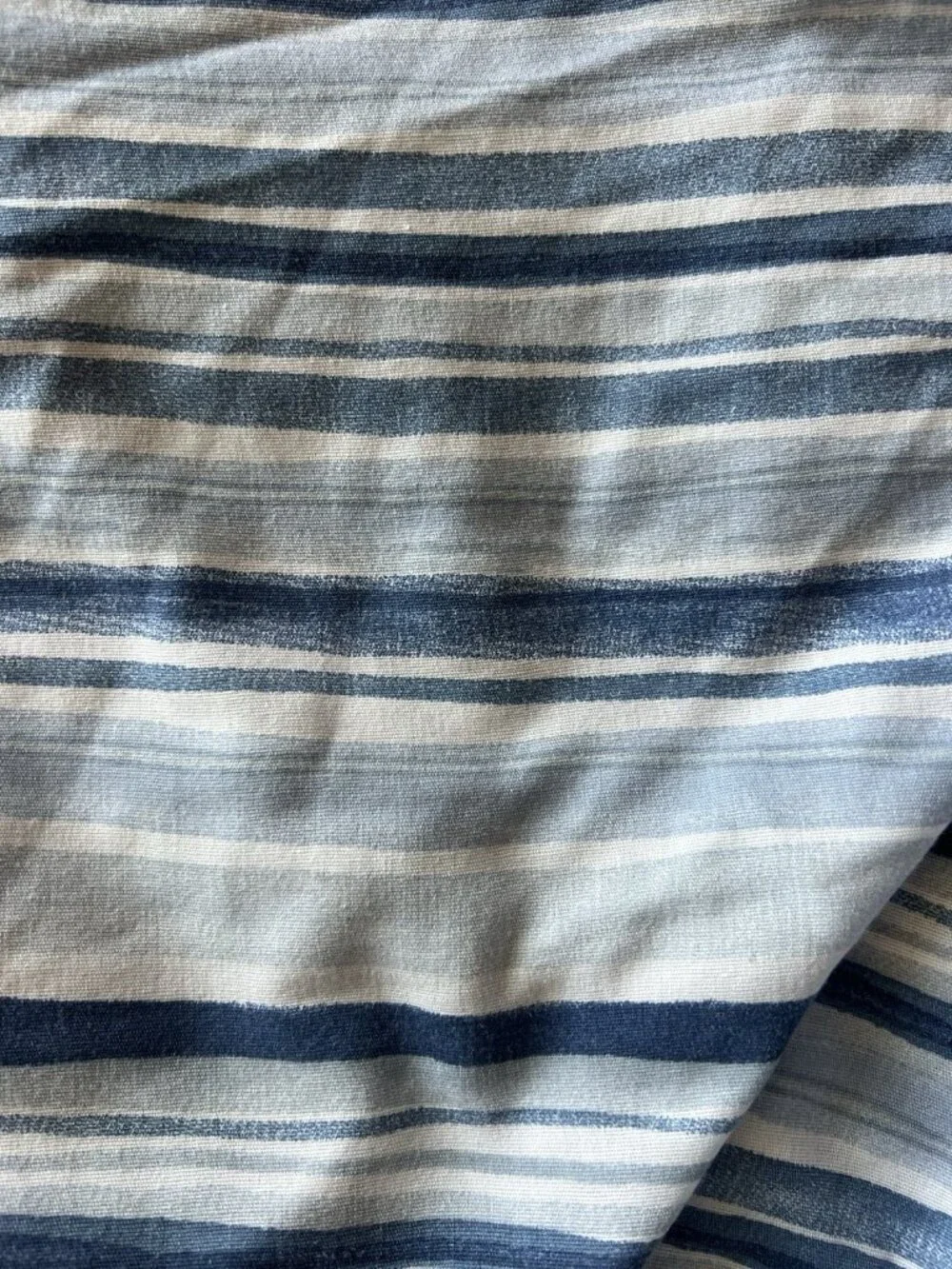 Springs QUEEN Flat Sheet Blue White Stripe Cotton Poly Made in USA Vintage RETRO